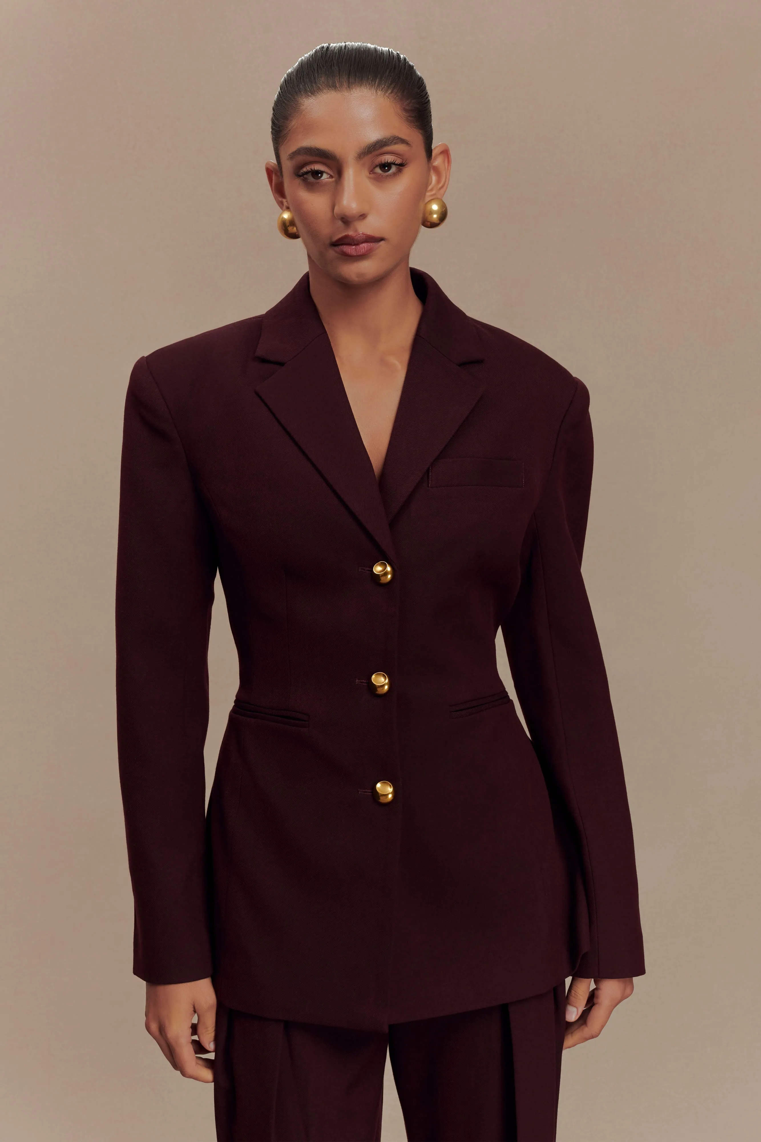 Bellamy Cinched Blazer - Mahogany Noise Free Material