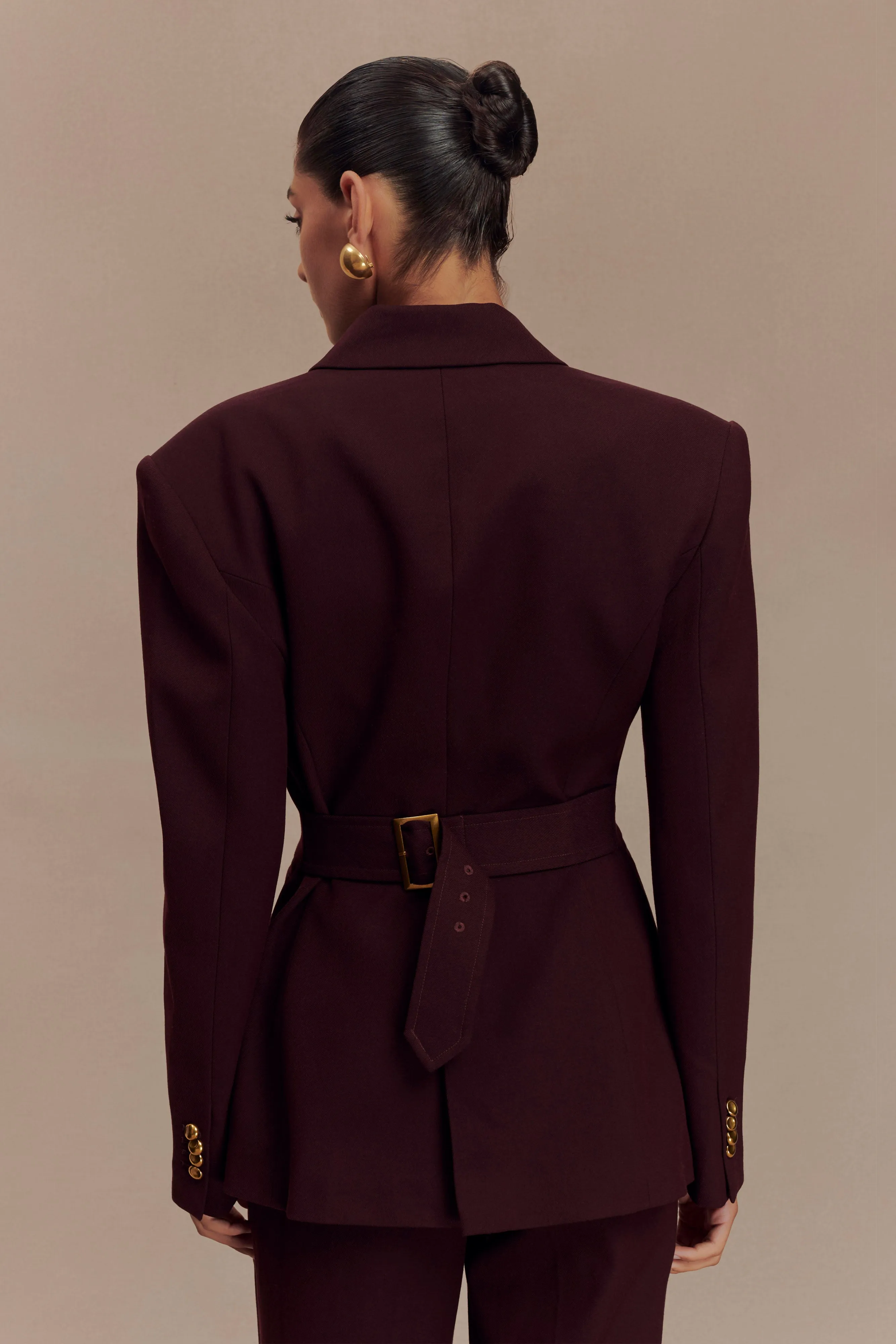DoubleLayeredHem Bellamy Cinched Blazer - Mahogany