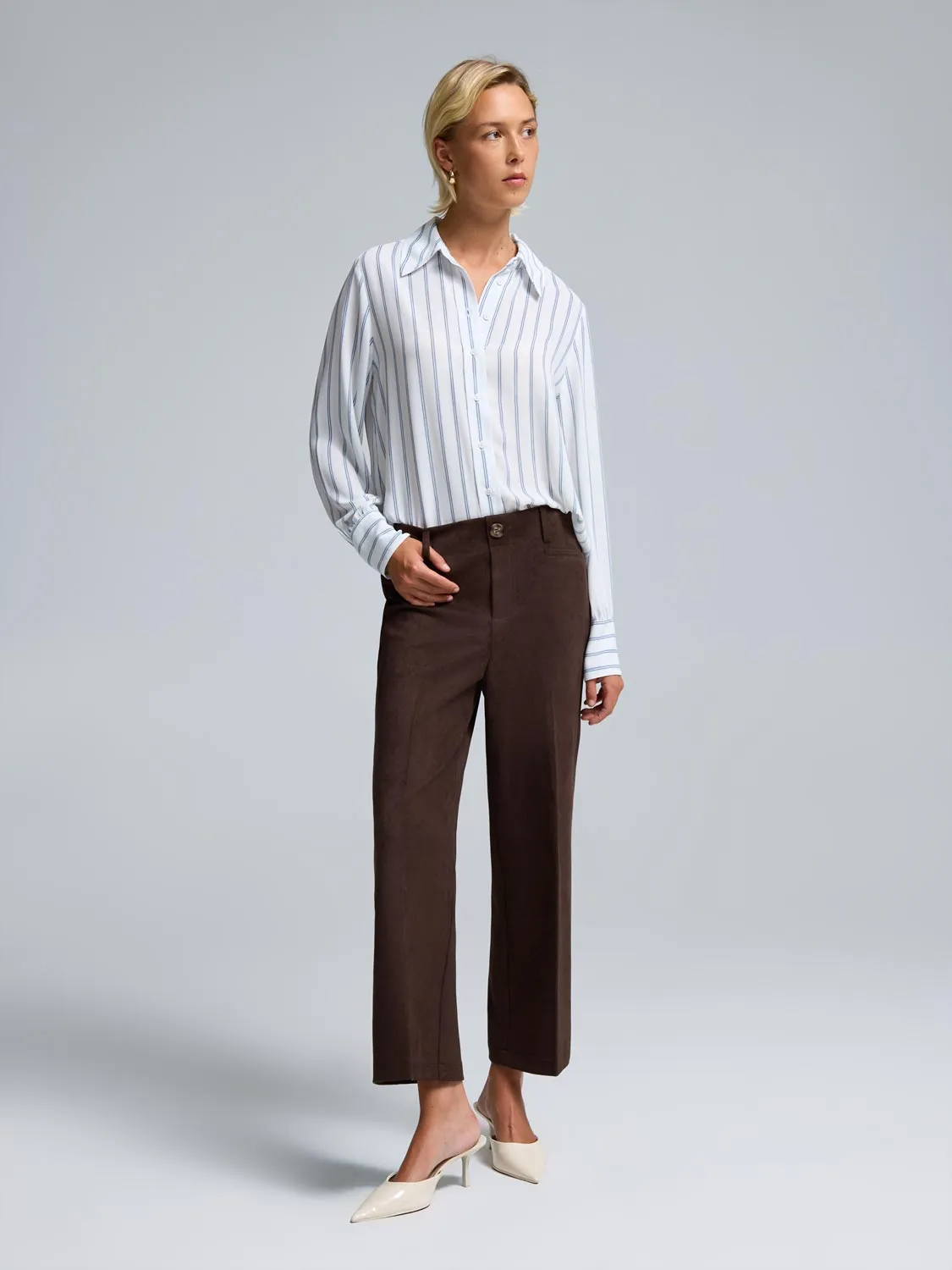 Faux Suede Culotte Pants tech fabric