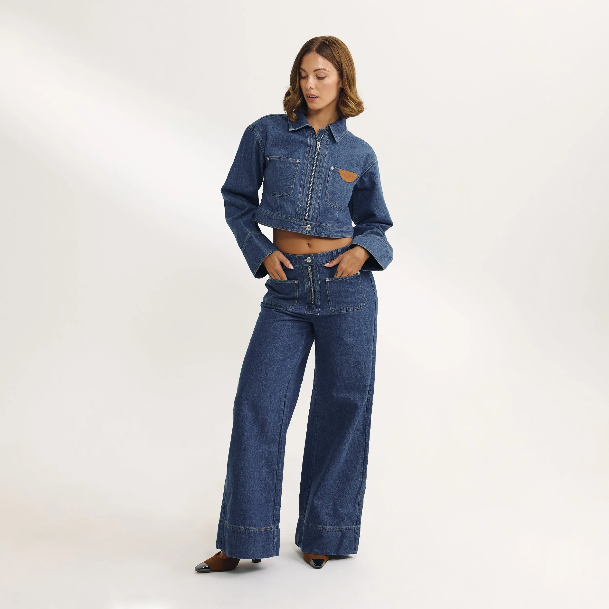 Perfect Silhouette Odor Control Tech High-Waisted Wide-Leg Jeans - Blue