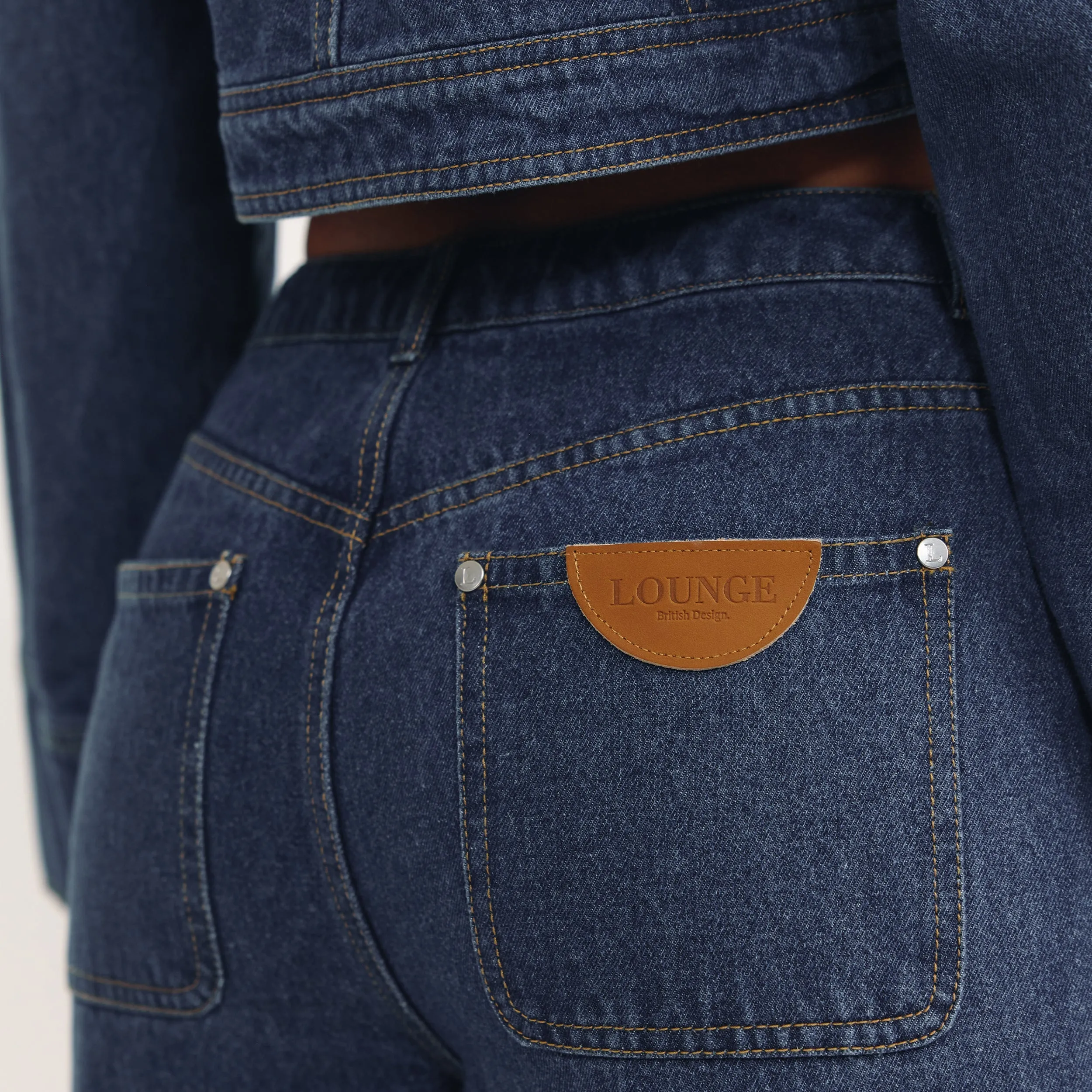 RecycledMaterial Layered Panel Design High-Waisted Wide-Leg Jeans - Blue