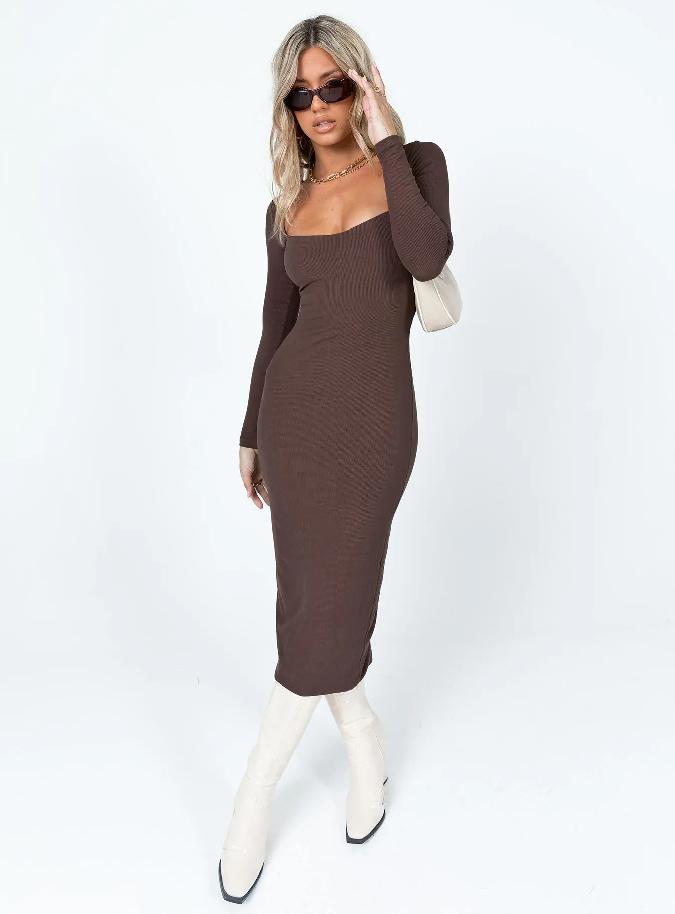 Layer Base Linen Soft Nolan Midi Dress Brown