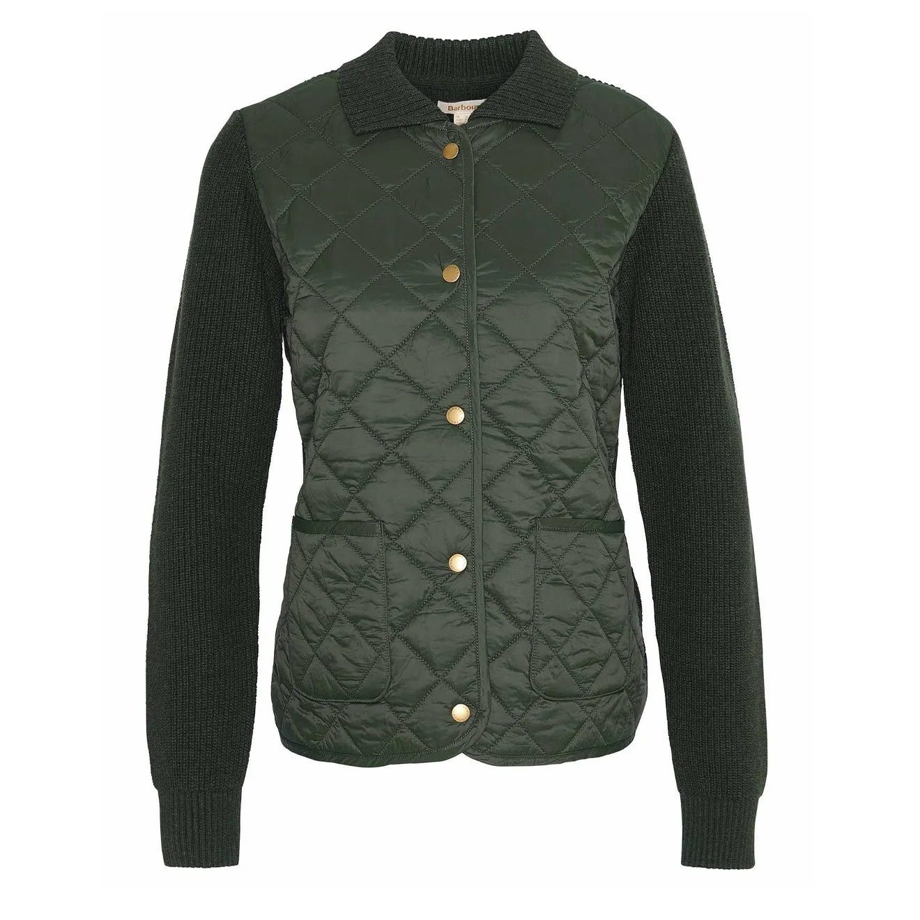 Simple Wear Effortless Style Barbour Womens Moors Knitted Cardigan Olive