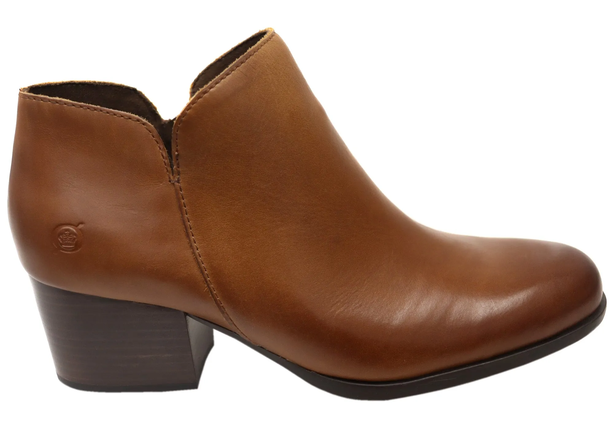 Born Kenzy Womens Comfortable Leather Mid Heel Ankle Boots Shock-absorbing Square Toe