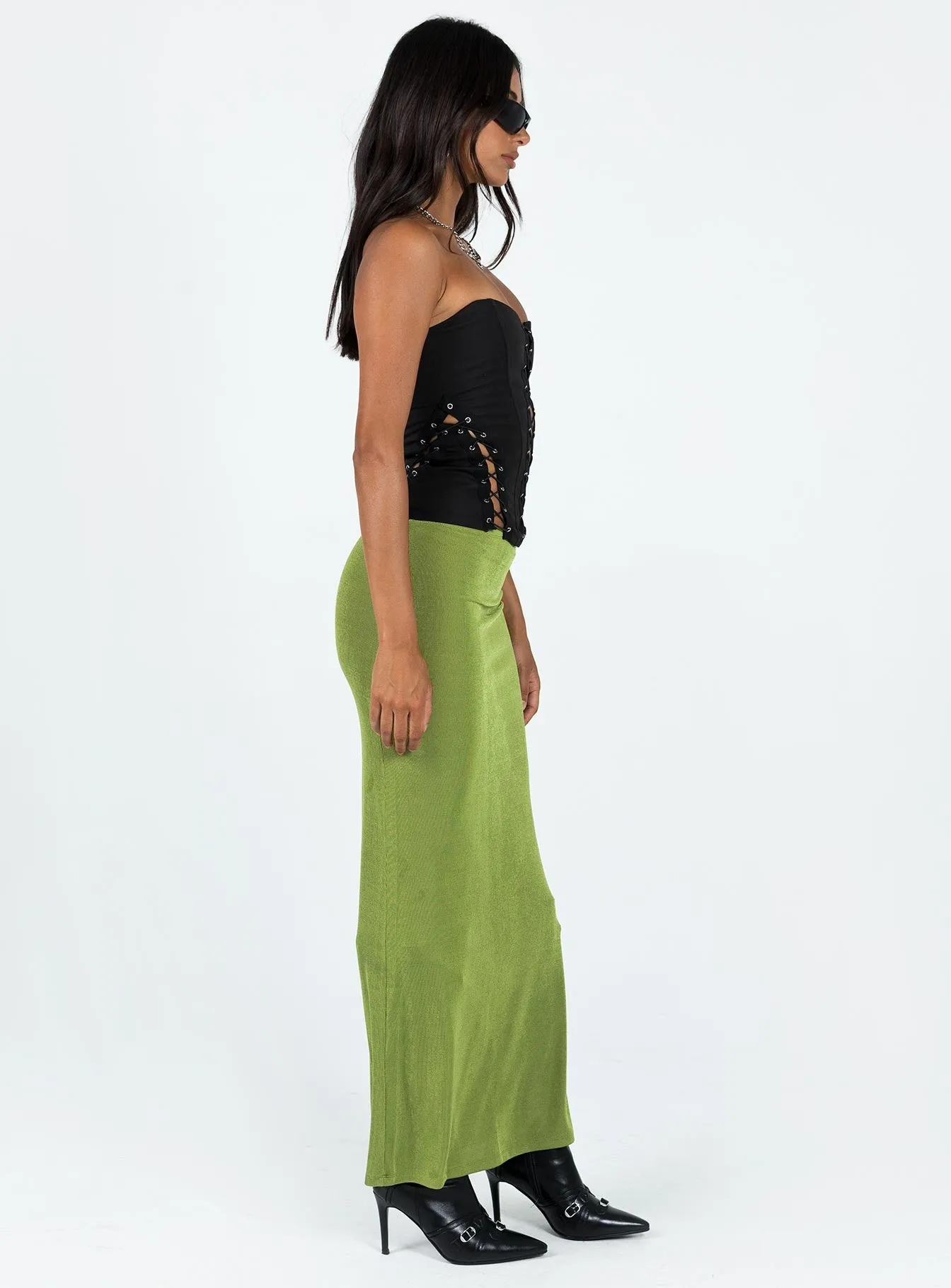 Polished Touch Print Mix Harriette Maxi Skirt Green