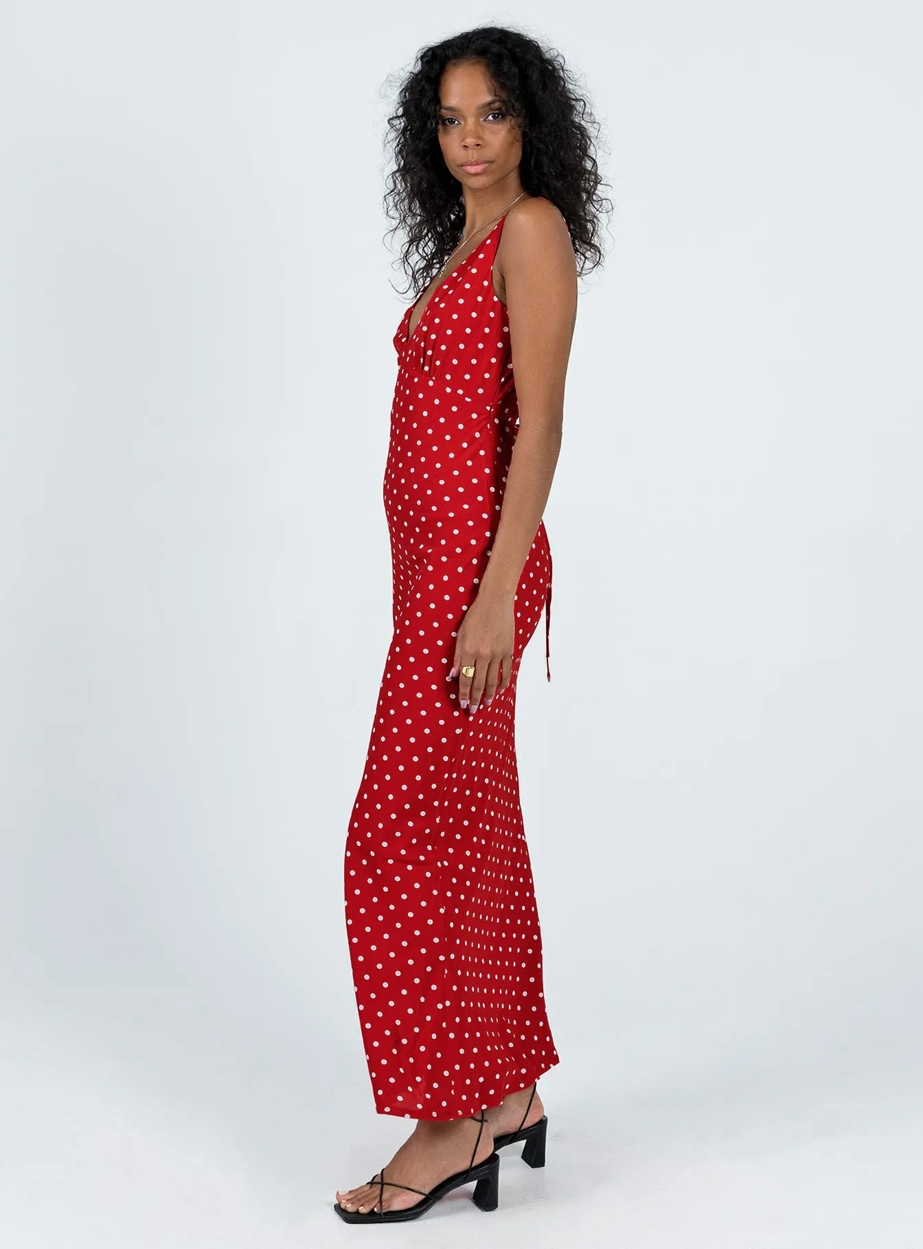 Nellie Maxi Dress Red Polka Dot Bold-Color