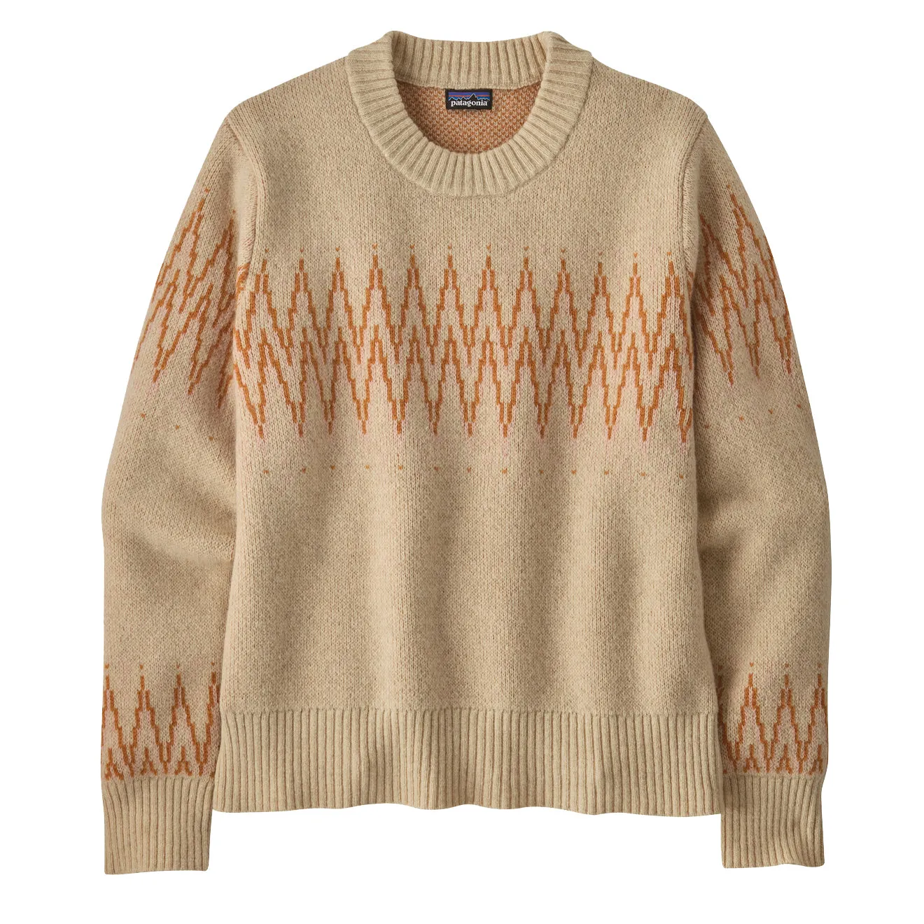 Brushed Interior Patagonia Womens Recycled Wool Blend Crewneck Sweater Sea Song Natural