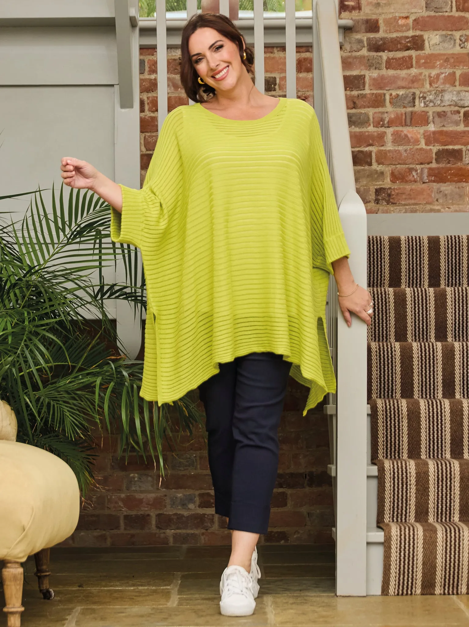 Abigail Open Knit Poncho - Lime Fall Fashion LanolinFree Wool Processing