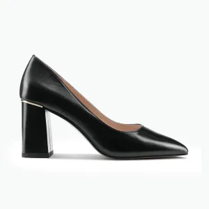 Nova Heel | Black oiled leather Comfortable Wedding Shoes