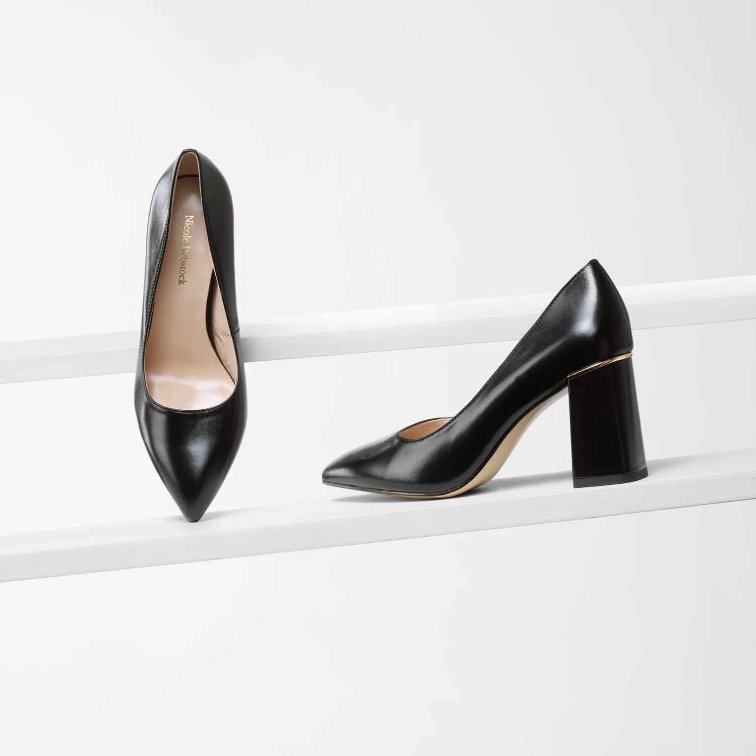 pointed heel sandals Evening Pumps Nova Heel | Black oiled leather