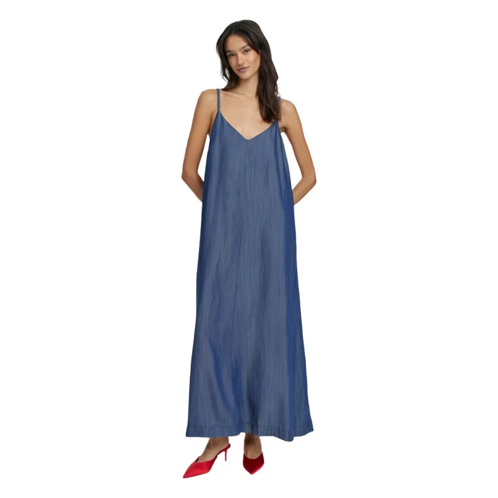 Numph Womens Dress Hermione Medium Blue Denim Beach Cover
