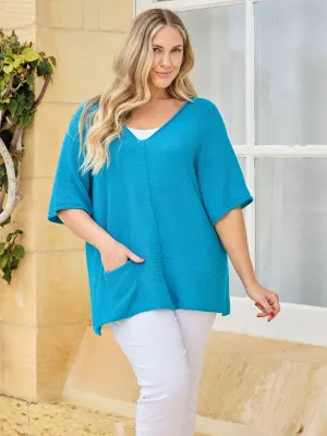 Isla Knitted Jumper - Turquoise Outdoor Warmth Simple Classic