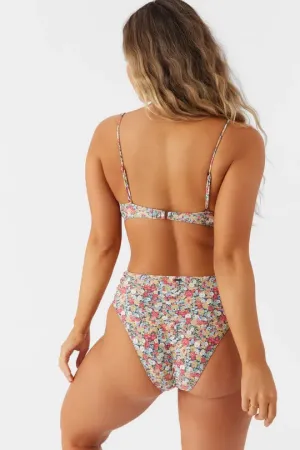 Oneill Womens Bikini Bottoms Eden Ditsy Long Beach High Waist Cheeky Four Way Stretch Technology