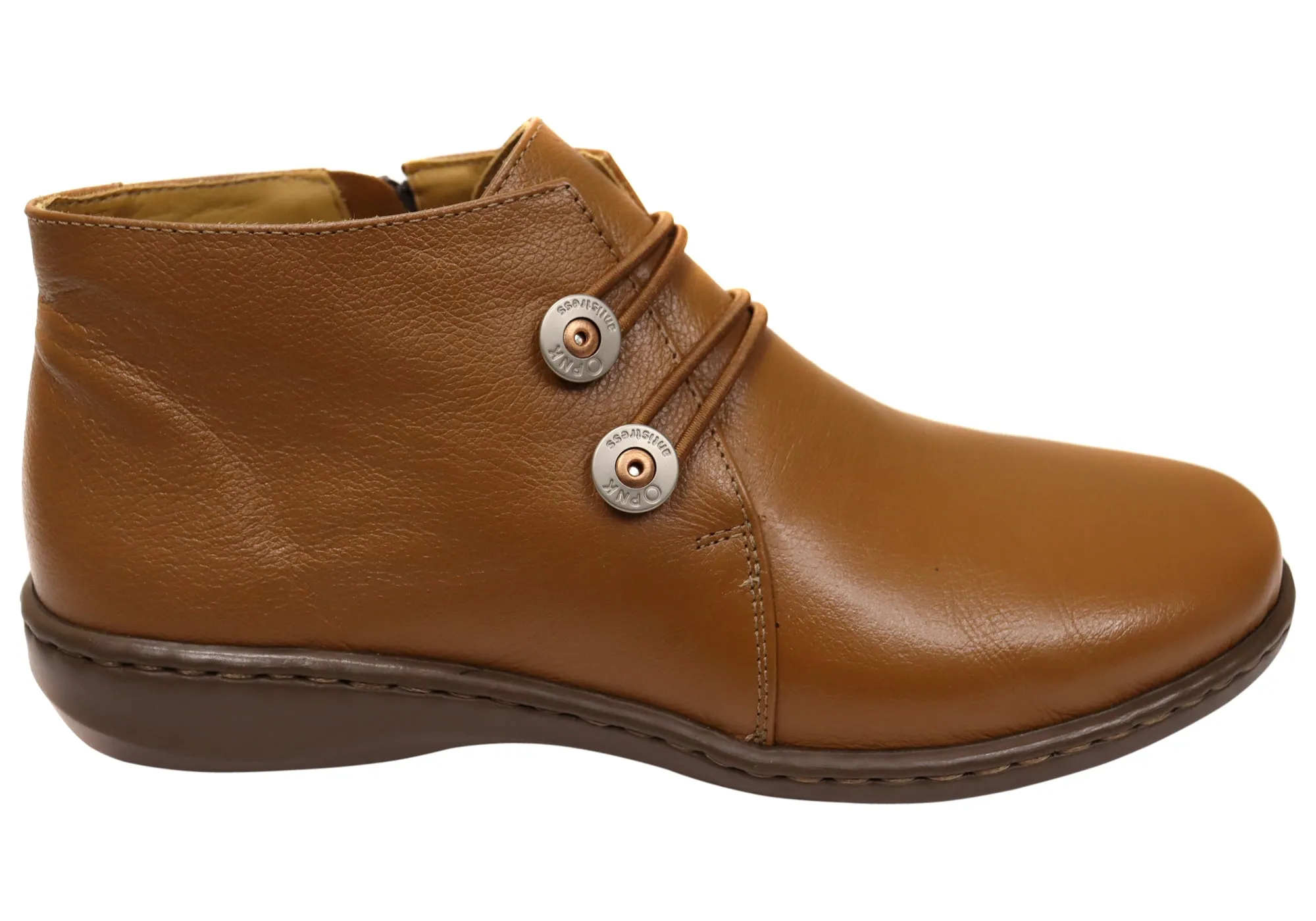 Opananken Willow Womens Comfortable Brazilian Leather Ankle Boots Secure And Comfortable Memory Foam Insert