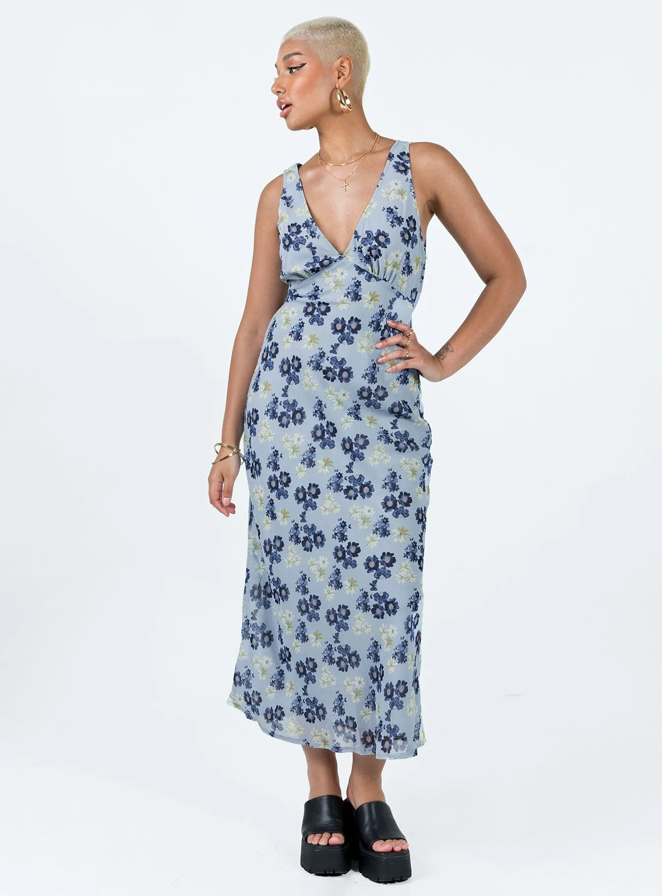 Light and breezy summer dress Playful design piece Nellie Maxi Dress Blue Floral