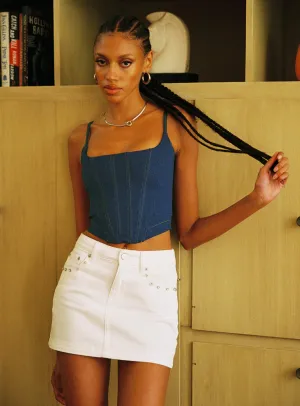 Organic Cotton Blend Althea Ultra Mini Denim Skirt White Breezy Fit