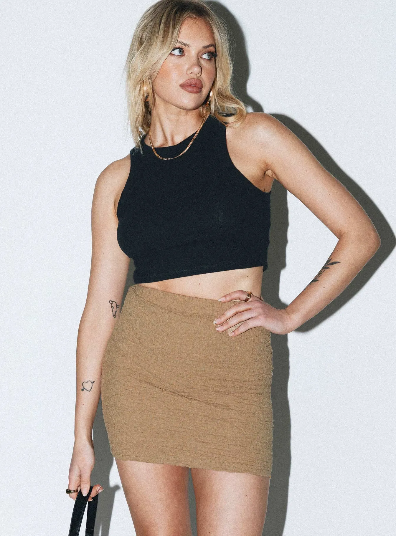 Kiarne Mini Skirt Beige Neutral Look