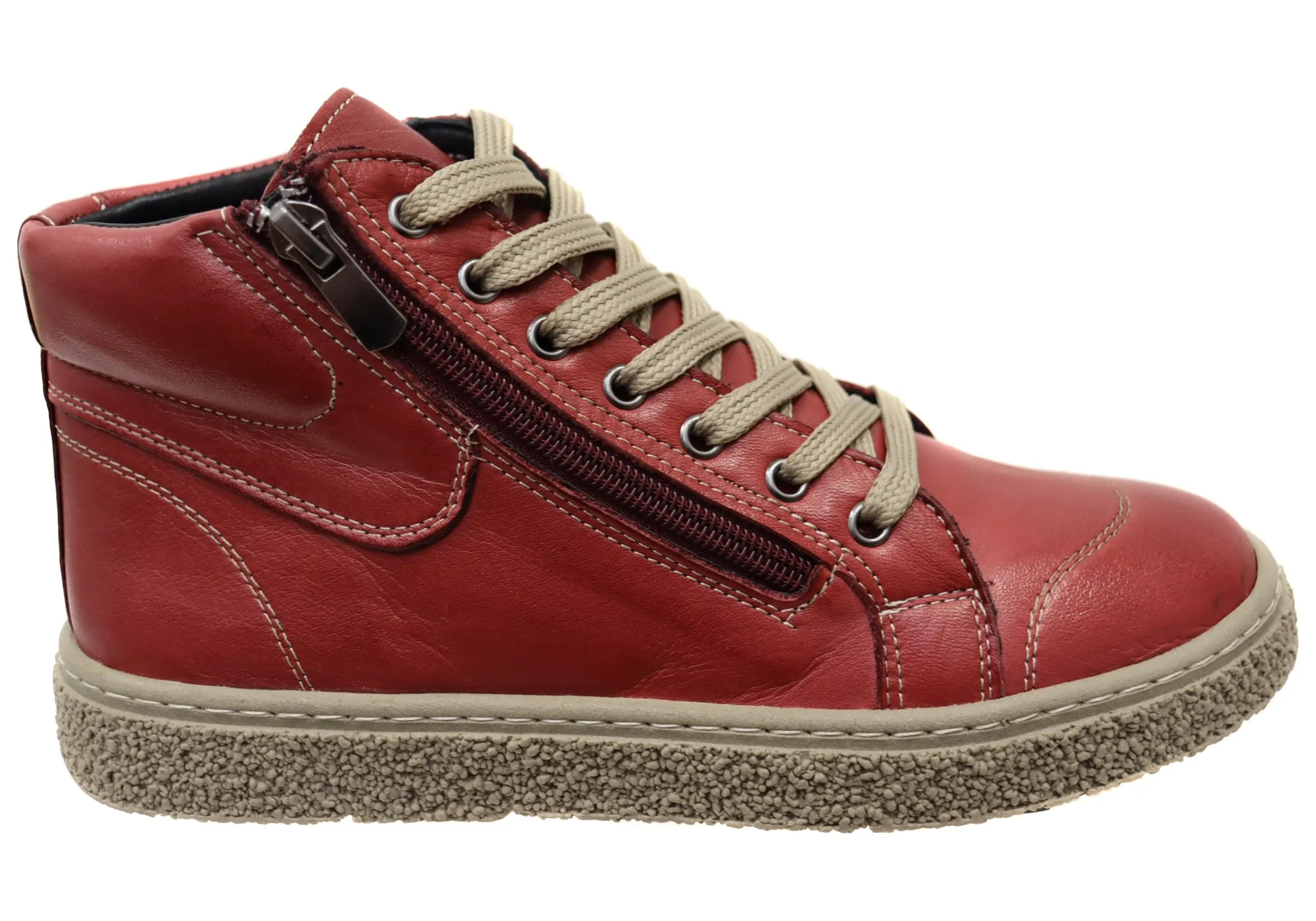 Orizonte Bribie Womens European Comfortable Leather Ankle Boots Retro feel Wedge Heel