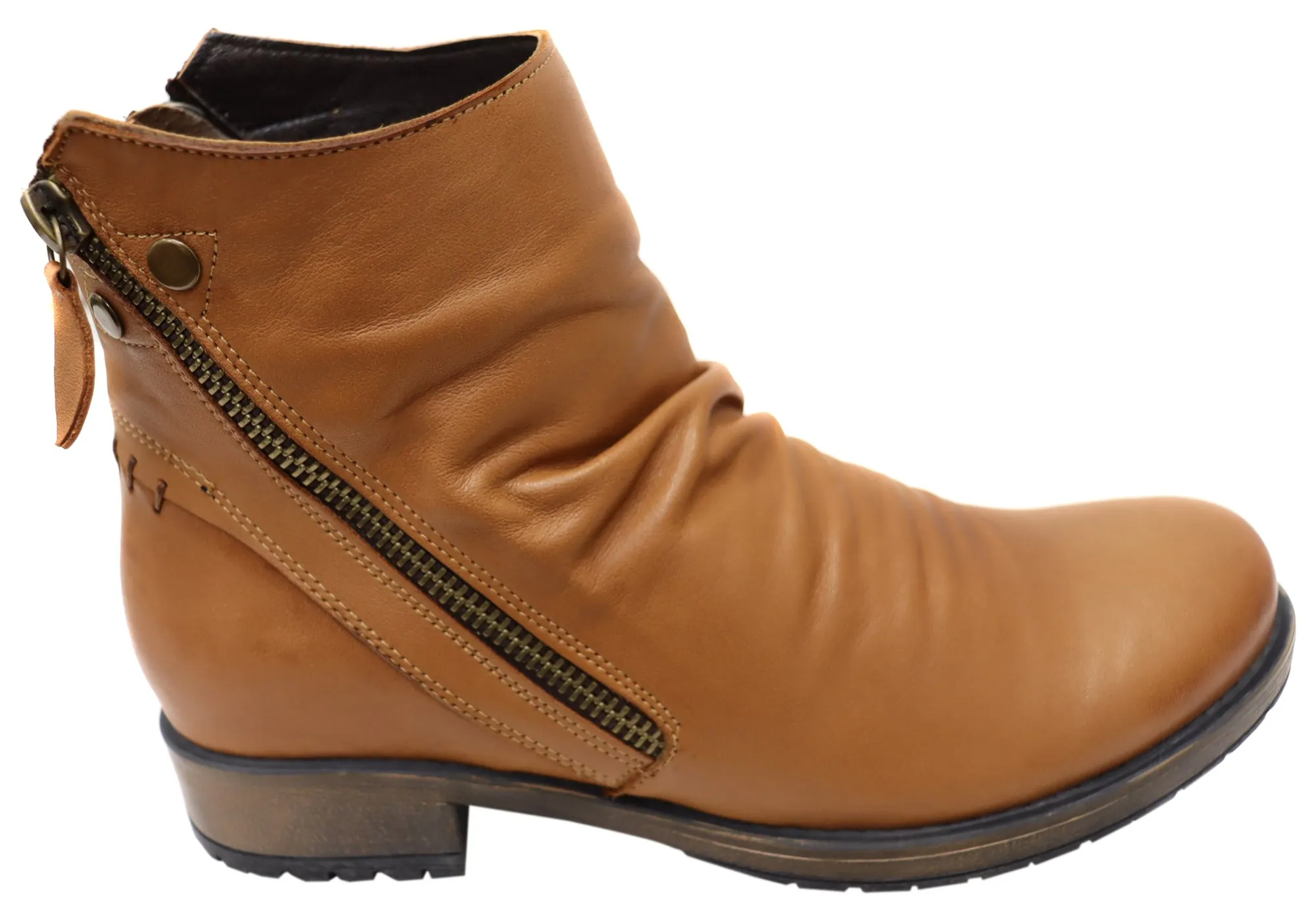 Orizonte Castle Womens European Comfortable Leather Ankle Boots Feather Light River Crossing Graduate