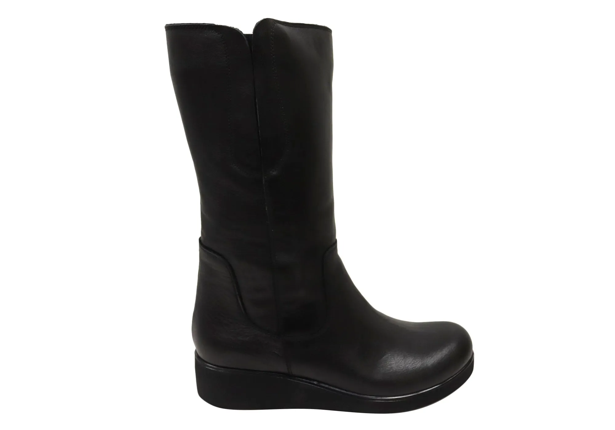 Orizonte Collas Womens European Comfortable Leather Mid Calf Boots Soft outsole Vintage Vibe