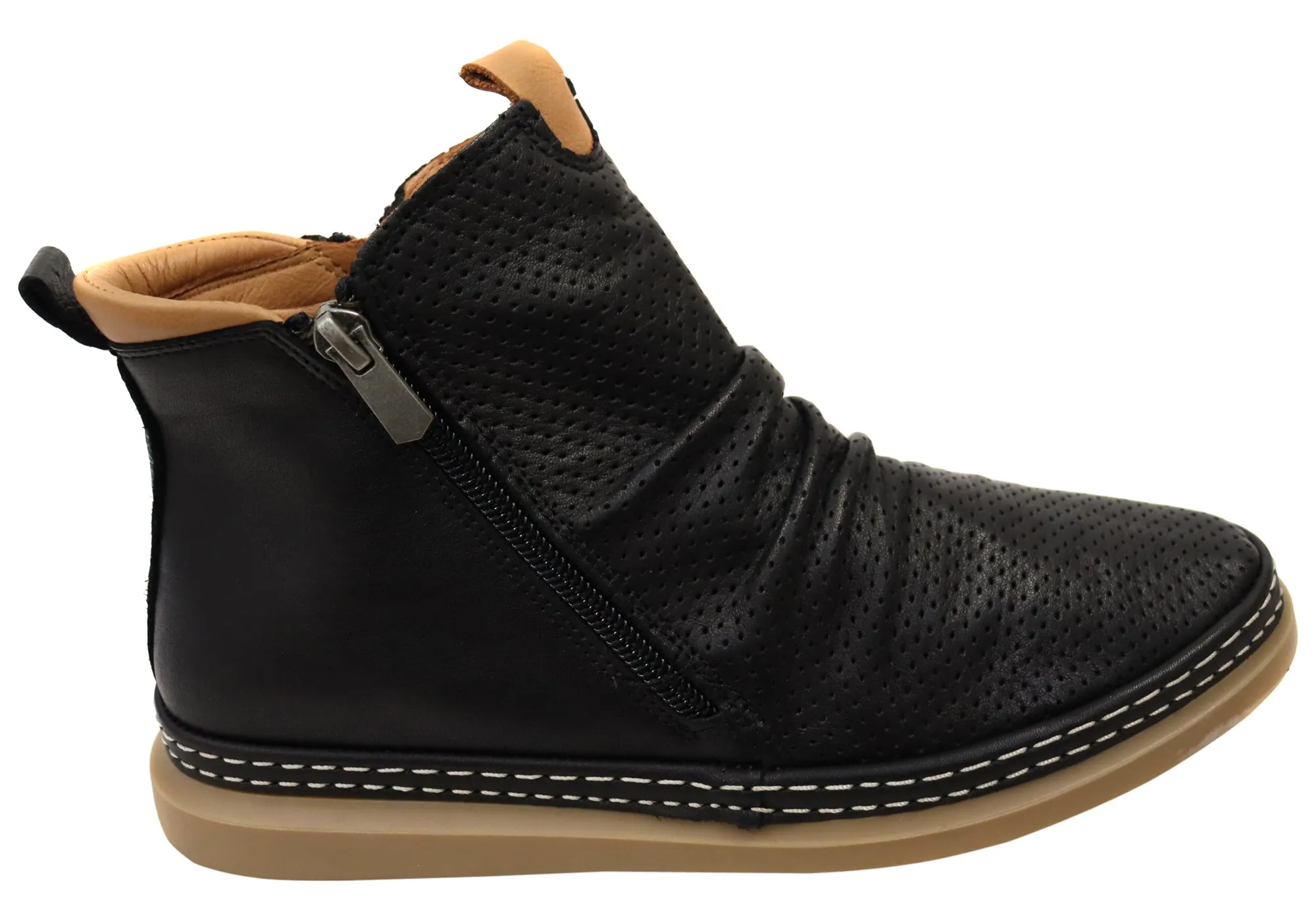 Orizonte Embia Womens European Comfortable Leather Ankle Boots Comfort Lining Cold Weather Commuter All Terrain Grip