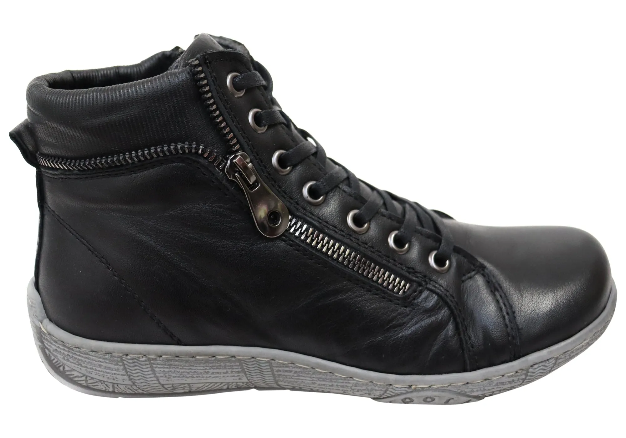 Orizonte Zoni Womens European Comfortable Leather Ankle Boots Durable Sole Slip Resistant Night Travel