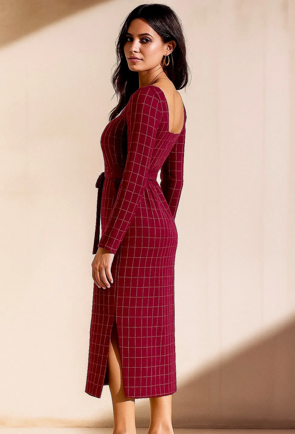 Ornate Oasis Red Chequered Dress Texture Softness
