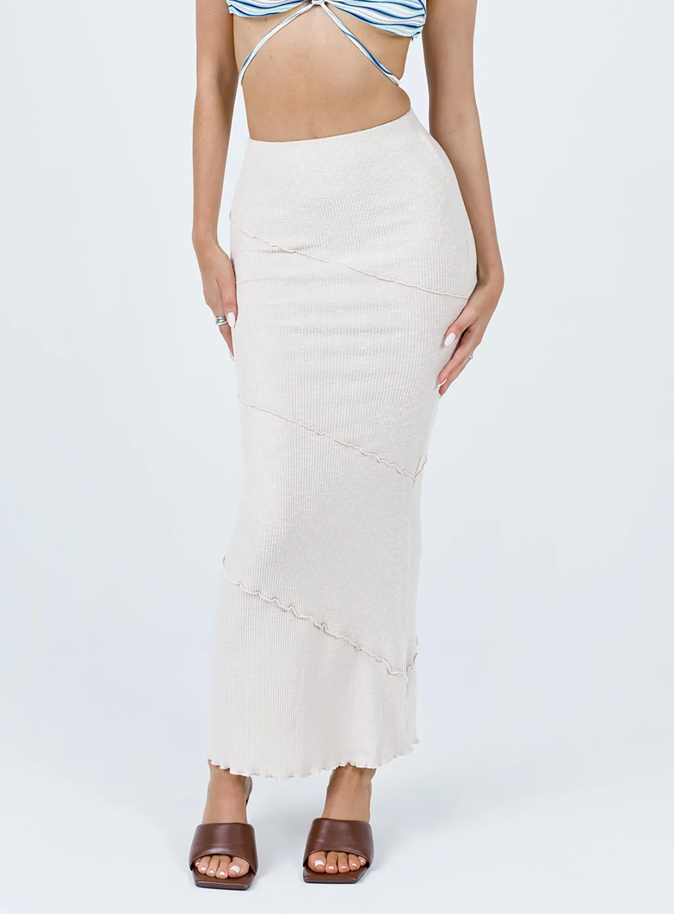 Oscar Maxi Skirt Beige Adjustable Closure