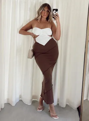 Oscar Maxi Skirt Brown Fit Choice Smooth Edging