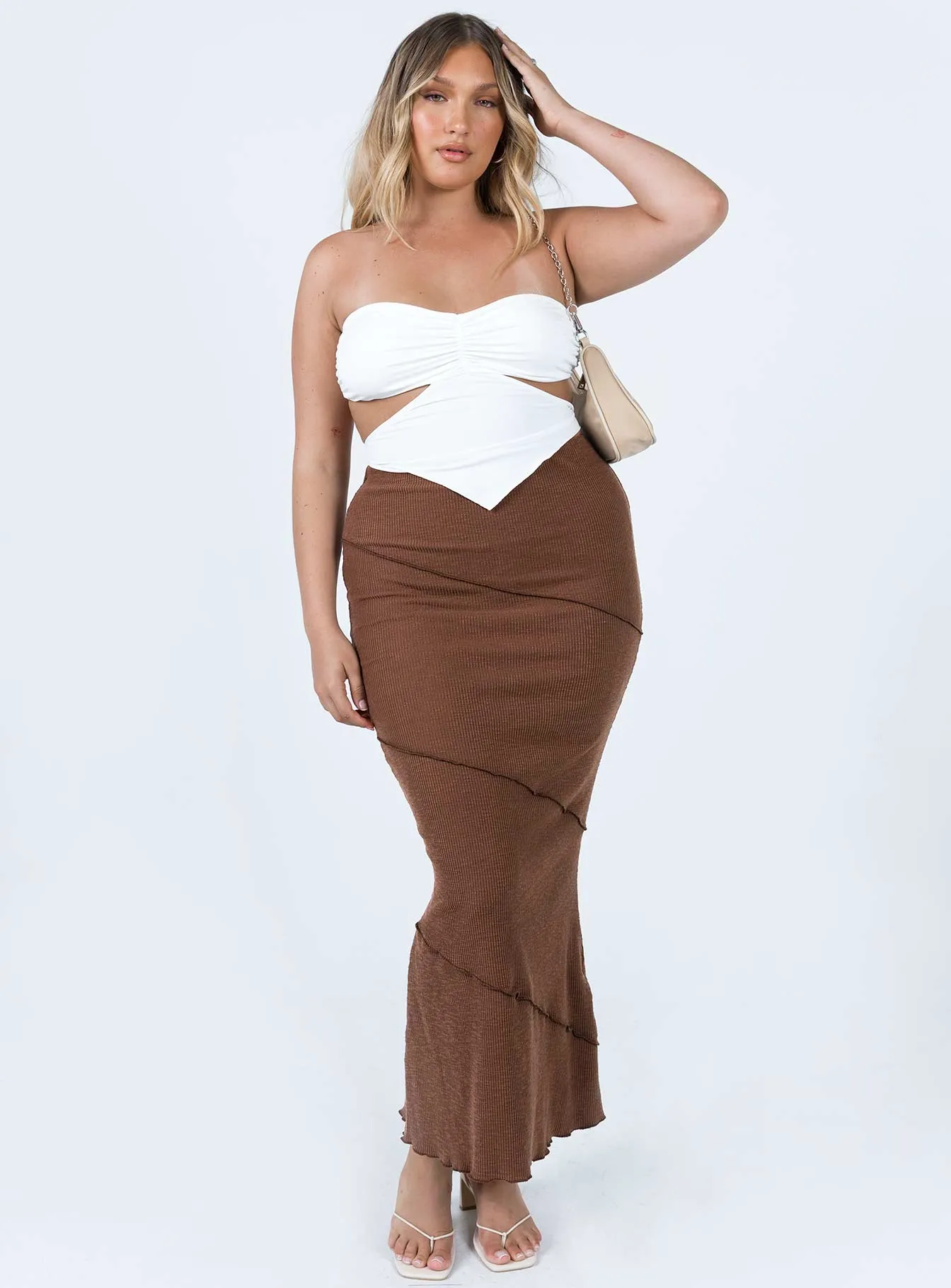 Oscar Maxi Skirt Brown Elegant Flow