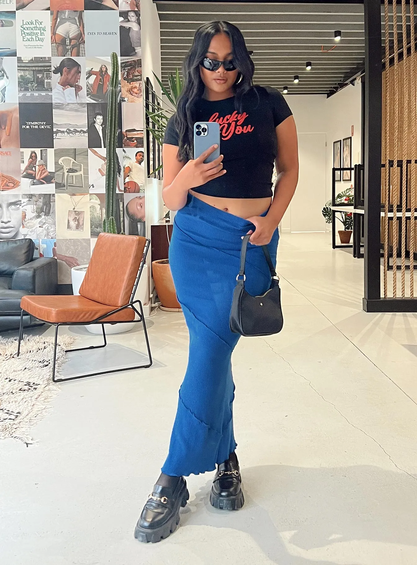 garden party Waist Defining Oscar Maxi Skirt Cobalt Blue