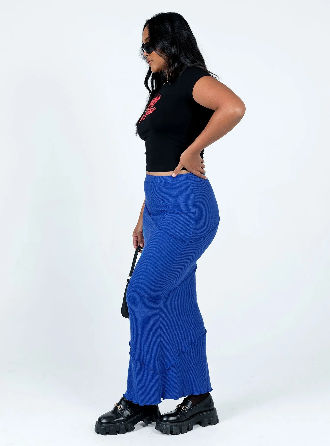 understated look Hypoallergenic fabric Oscar Maxi Skirt Cobalt Blue