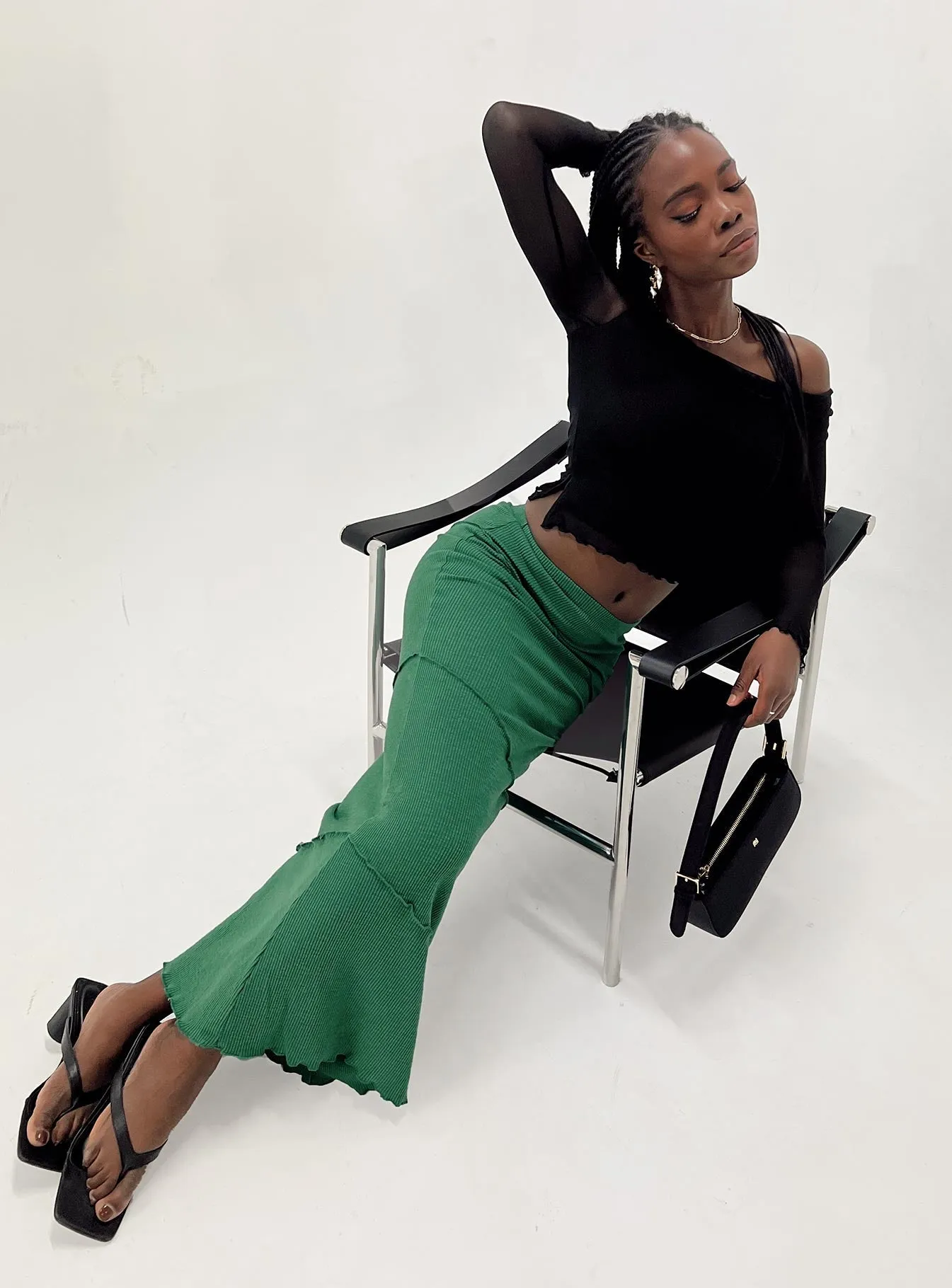 Organic Cotton Fashion Fusion Oscar Maxi Skirt Dark Green