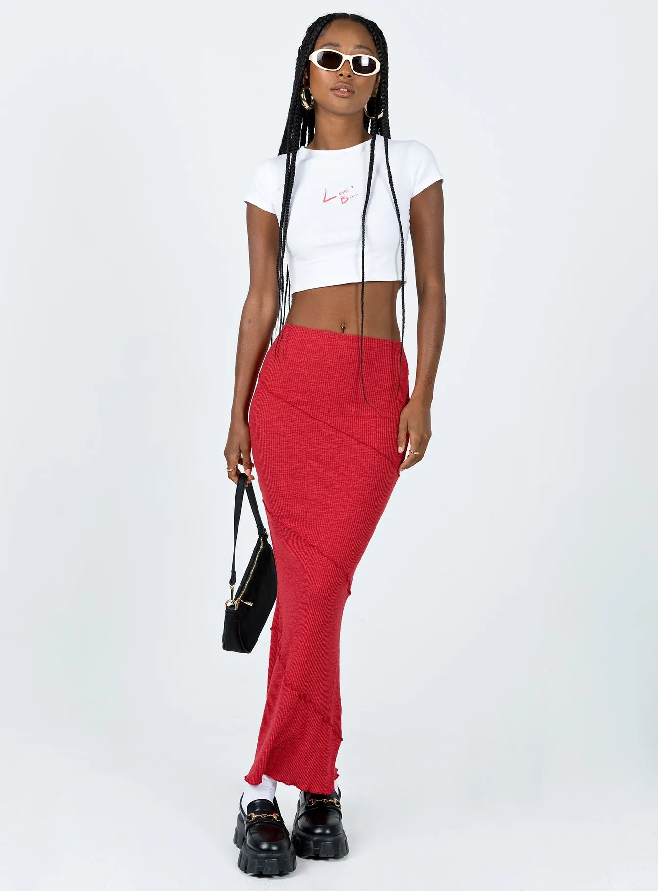 Fashion Collab Oscar Maxi Skirt Red