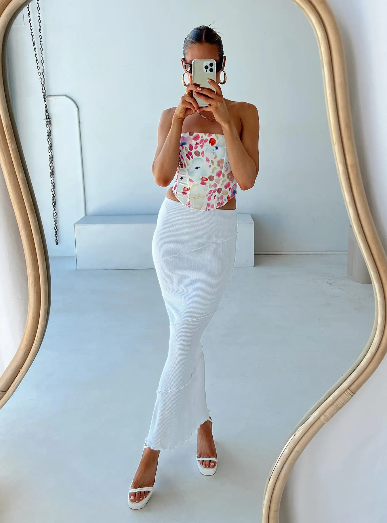 Oscar Maxi Skirt White Minimalist Trim Lightweight Lining