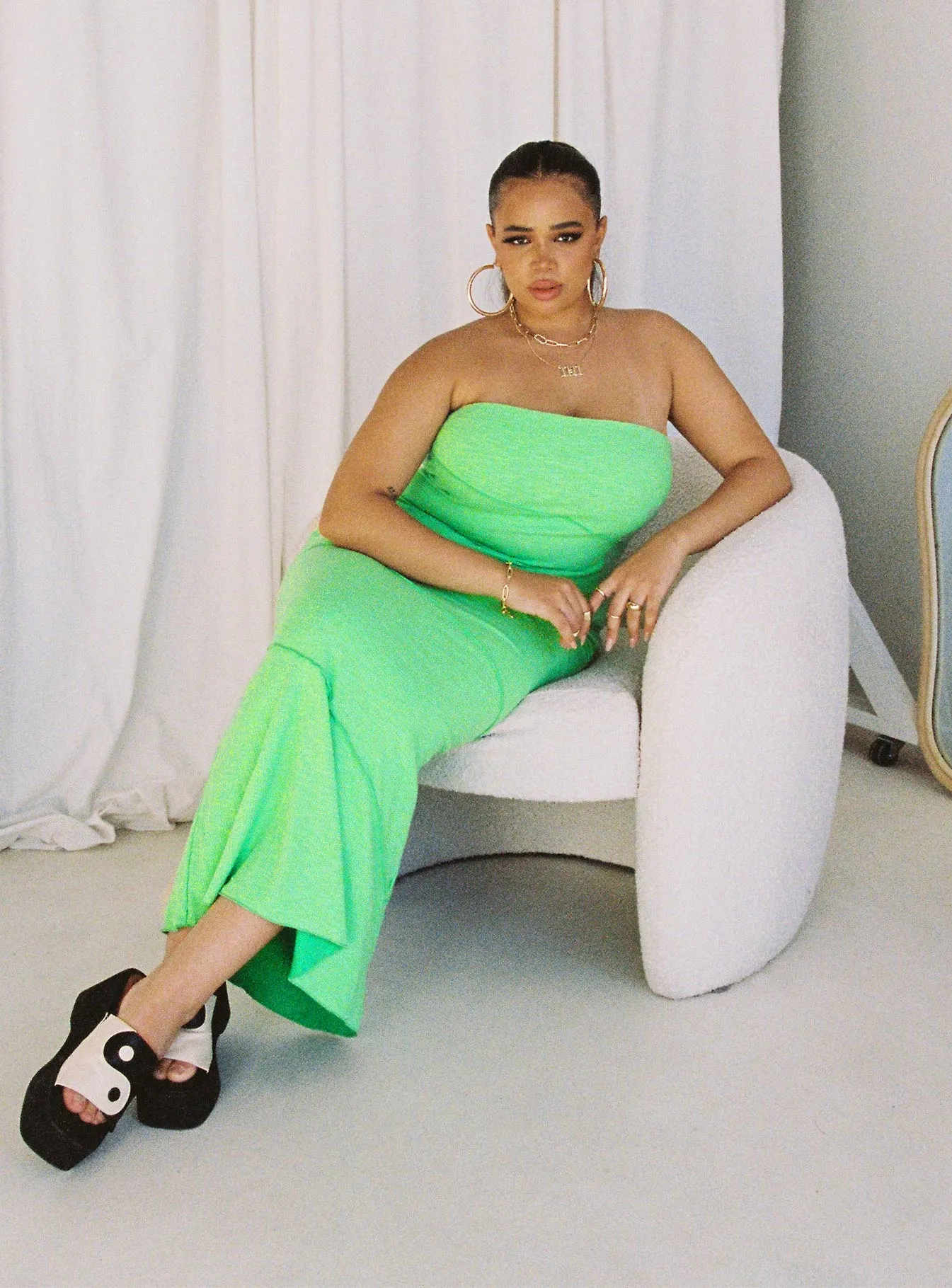 Oscar Midi Dress Green Curve Formal Style