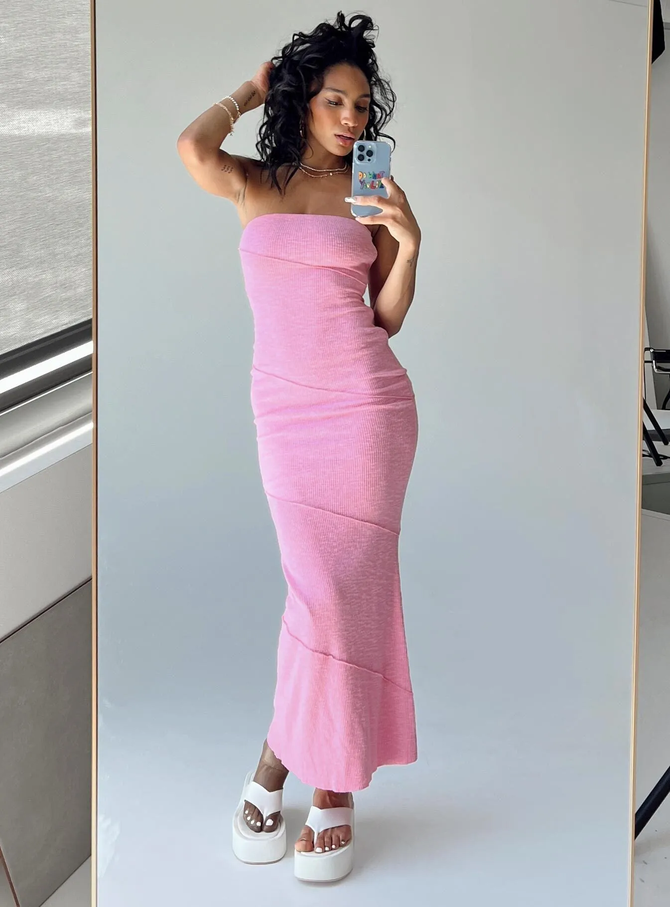 Oscar Midi Dress Pink Polished Appearance Timeless Style