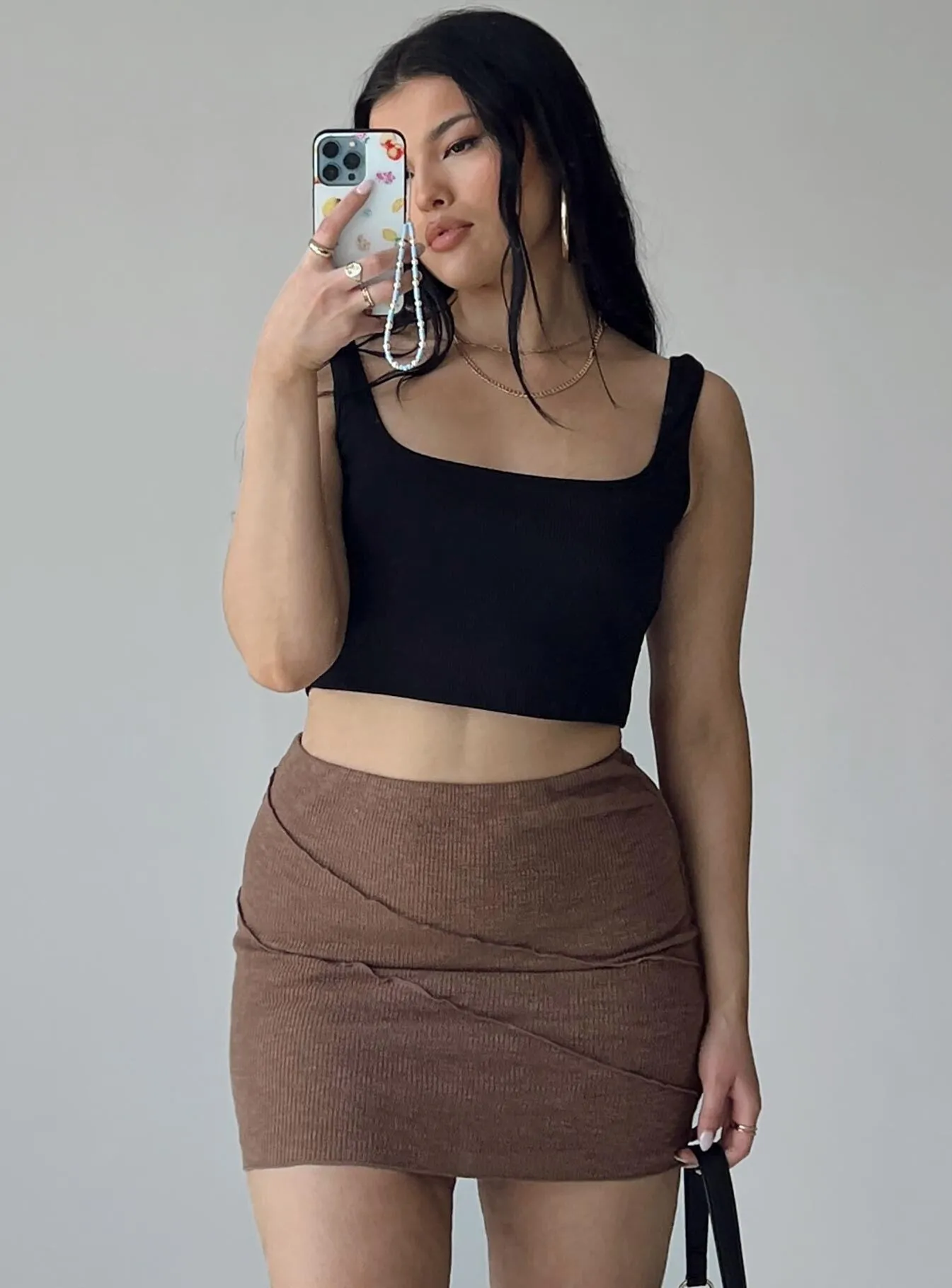 Simple Motion Oscar Mini Skirt Brown