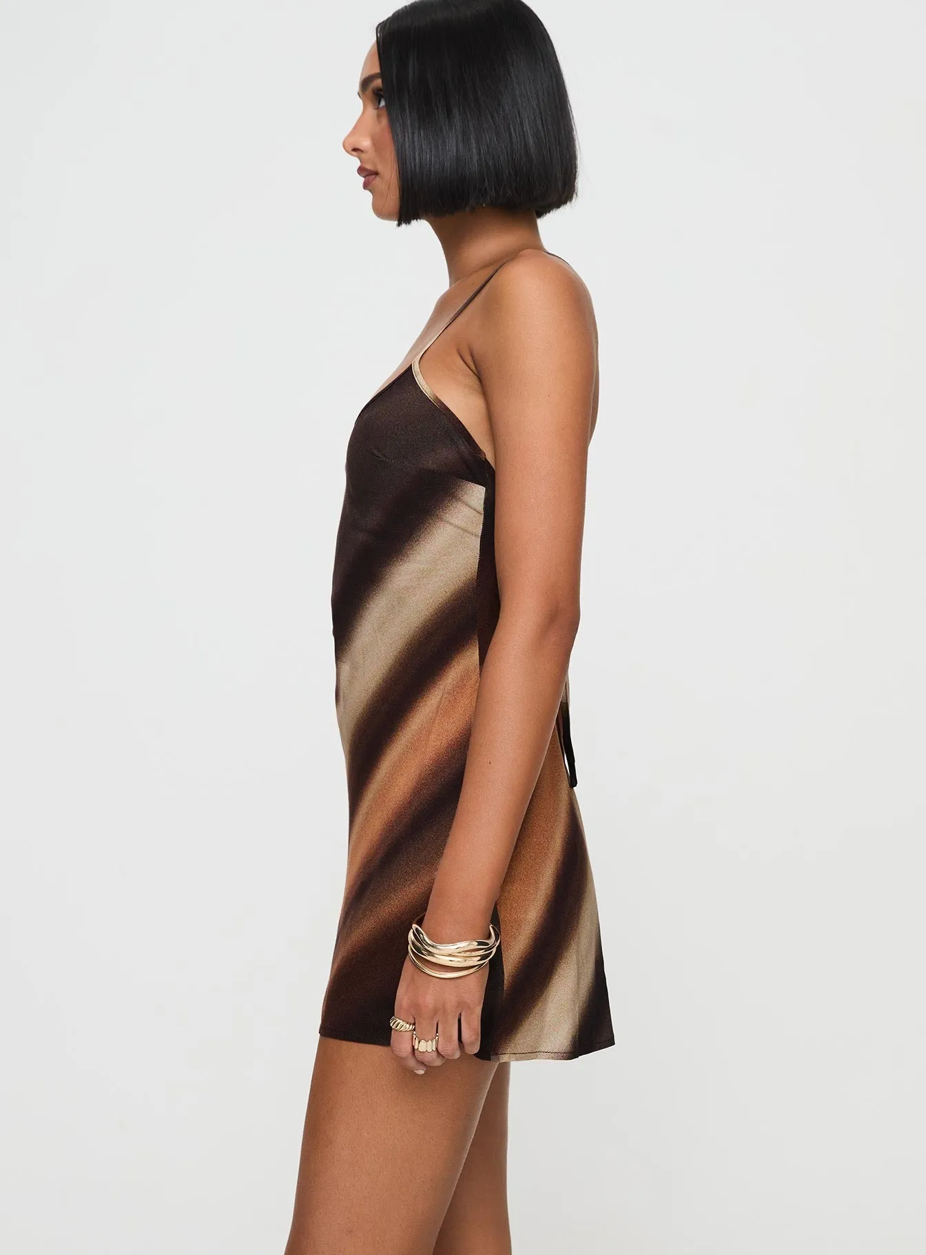 Otillie Mini Dress Brown Multi Photo Light