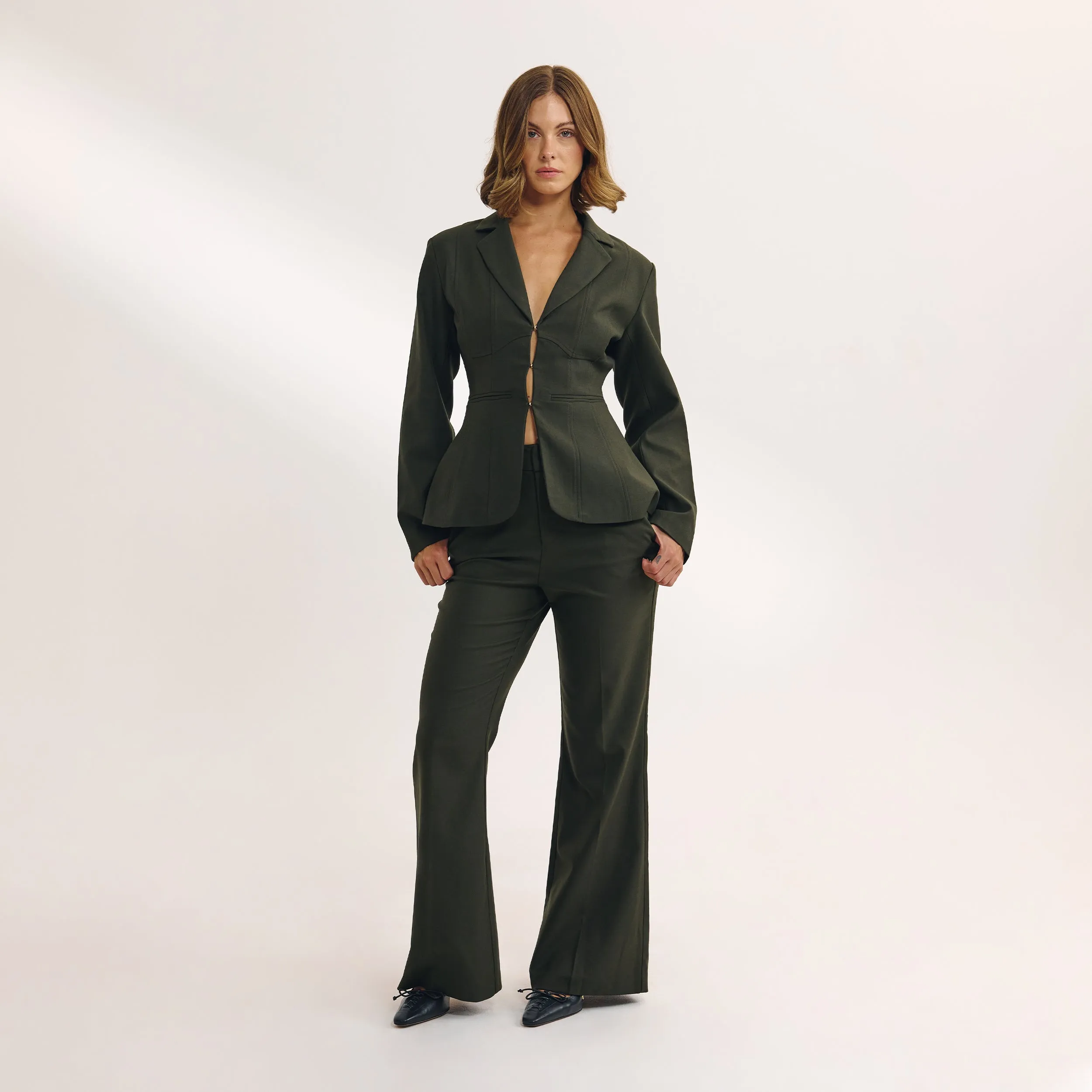 Flared Pants - Dark Green Comfortable Style Odor Resistant