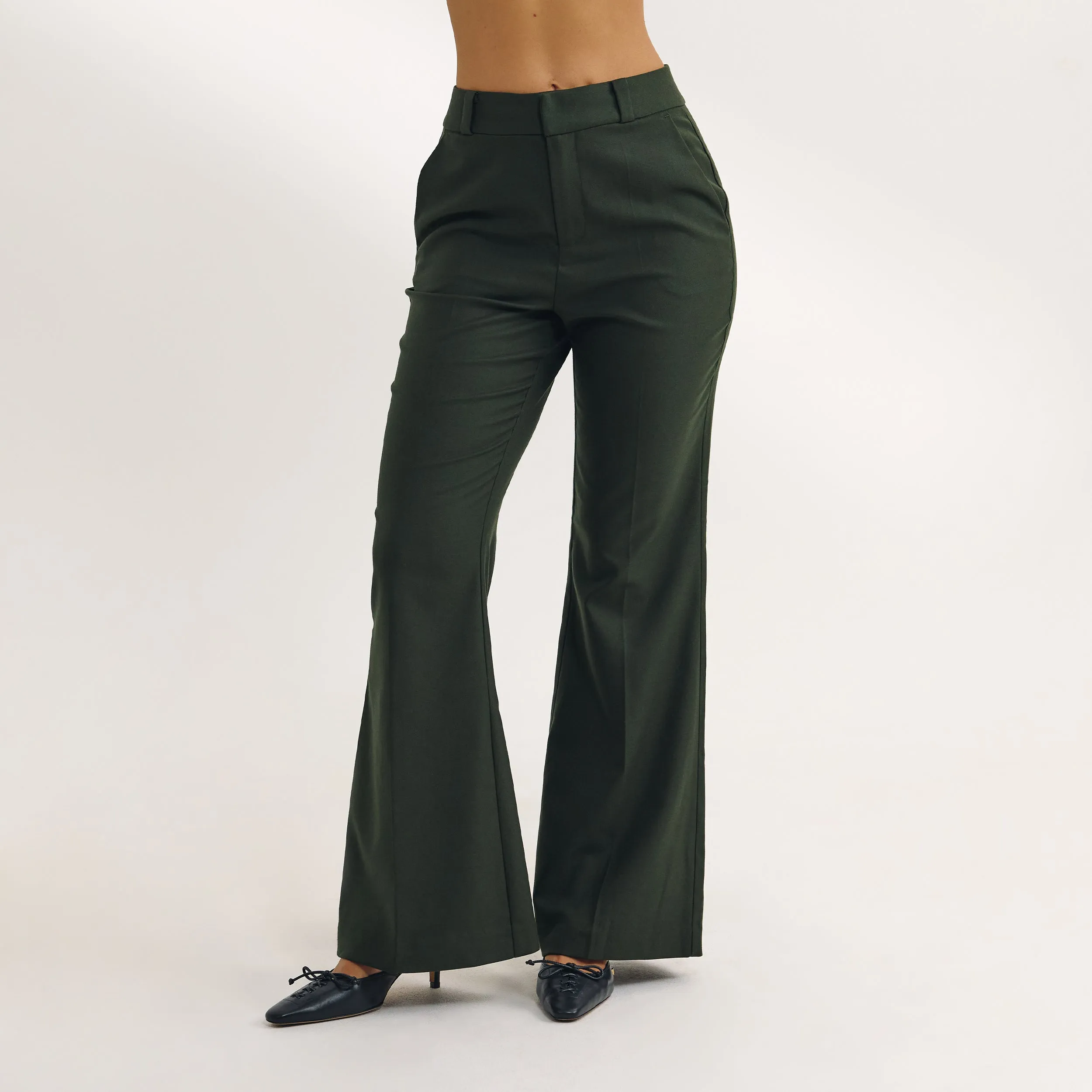 Casual Active Carbon Infused Fabric Flared Pants - Dark Green