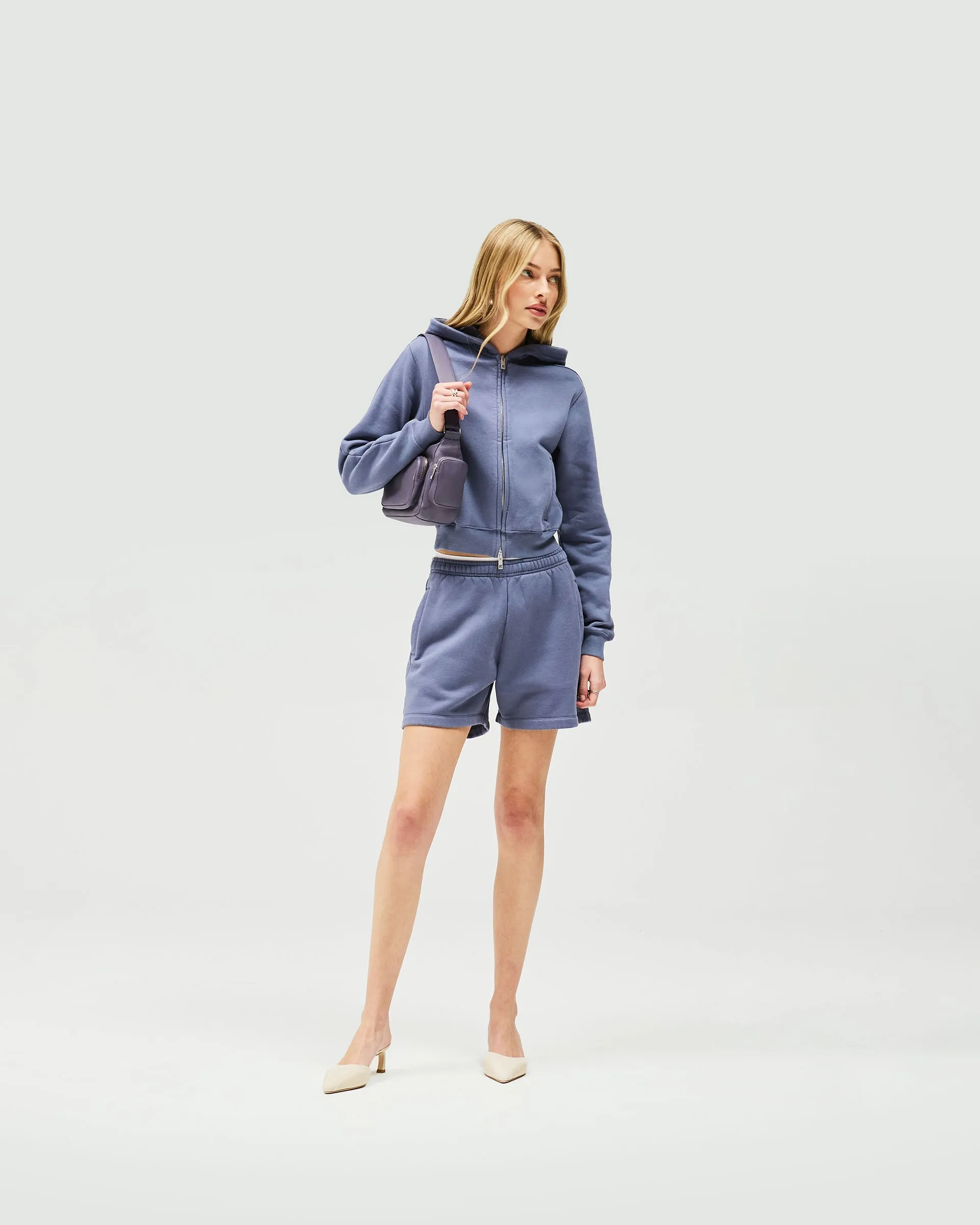 Owners Club Slim Zip Hoodie - Steel Blue Oversized Design