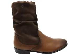 Perlatto Lucia Womens Brazilian Comfortable Leather Mid Calf Boots Rugged Built Urban Traveler Western Ride