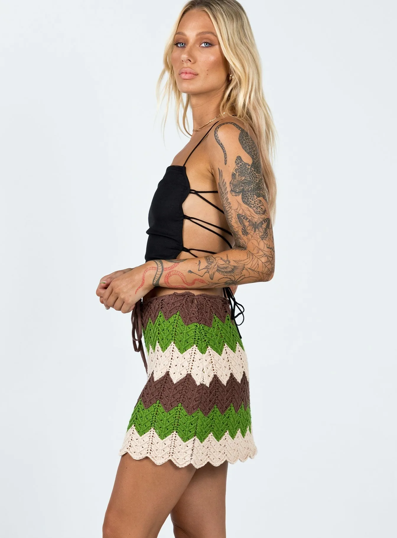 Odor Resistant Treatment Pahoma Crochet Mini Skirt Multi