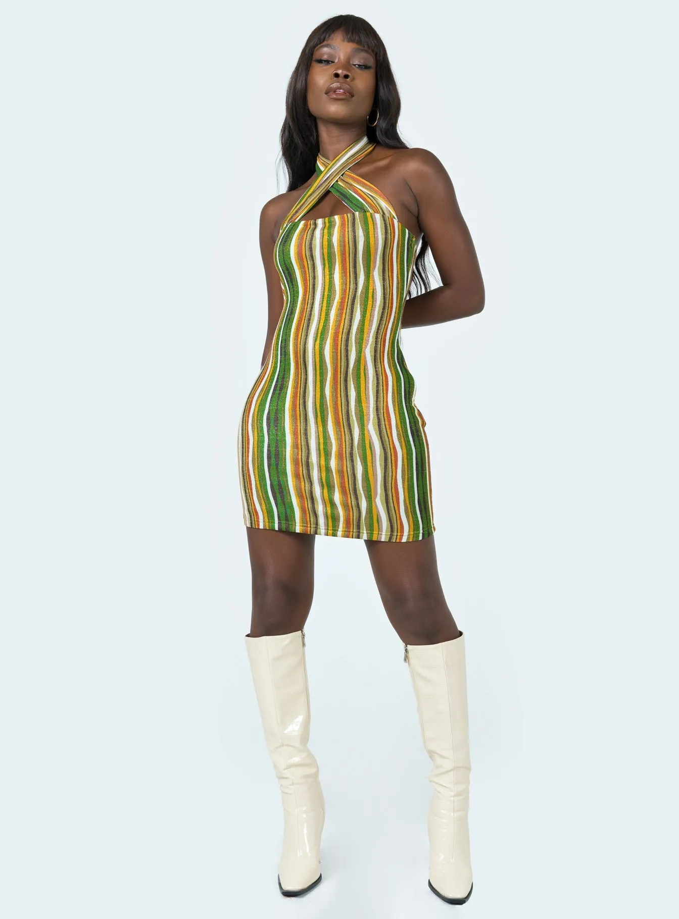 Layered Volume Stylish Layer Paradise Fever Mini Dress Brown Multi