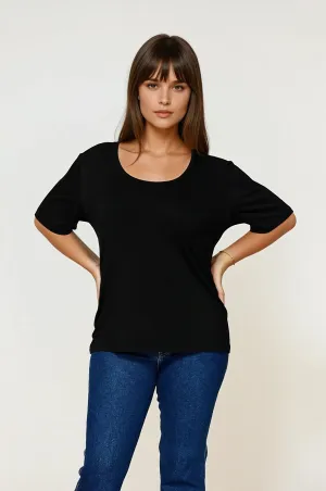 Paris Black Tee Thermoregulating Fabric Beaded details