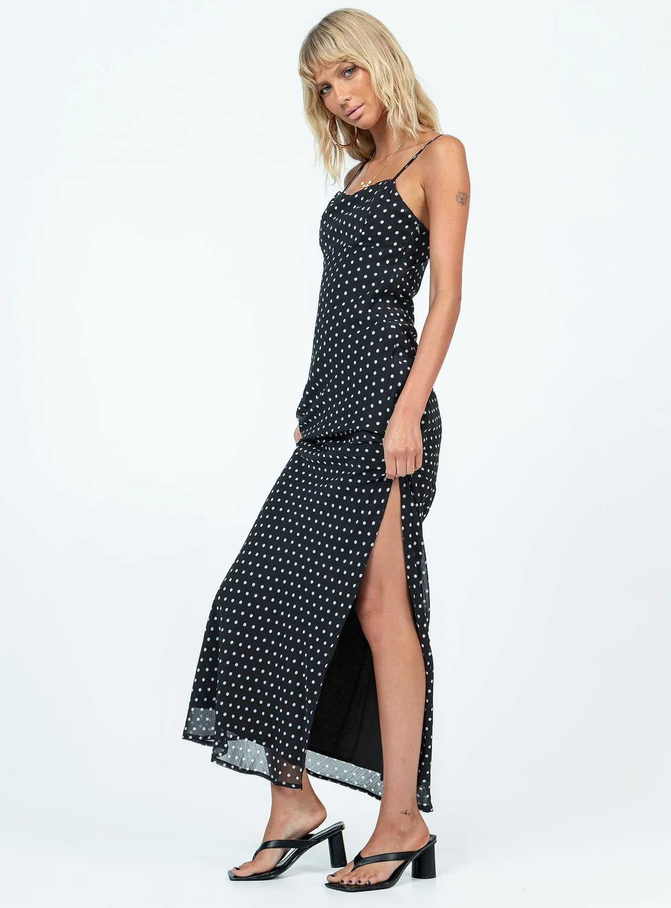 Parnham Maxi Dress Black / White Silky Mood
