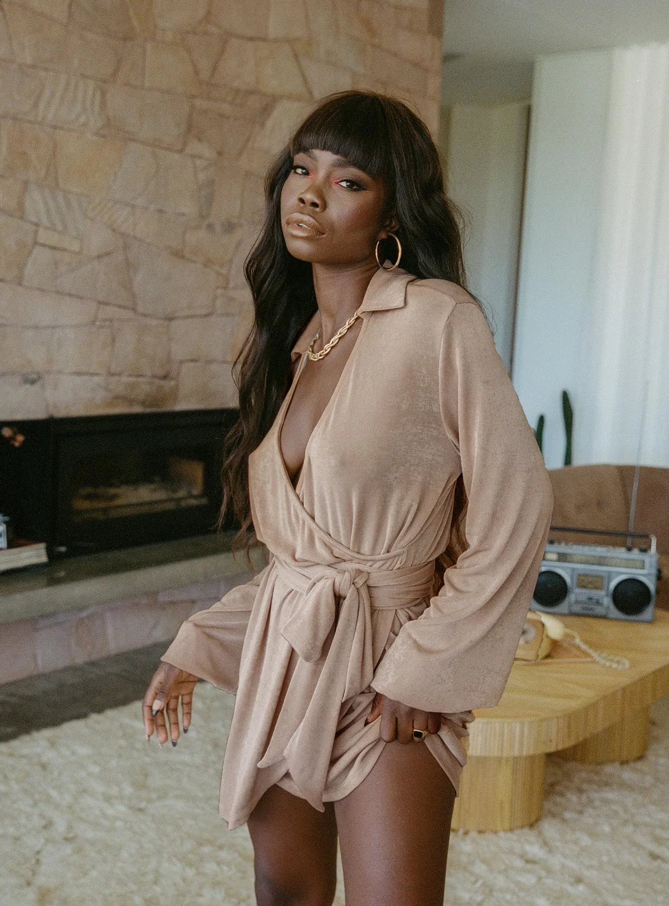 Party Time Mini Dress Champagne Free Shape Daily Casual