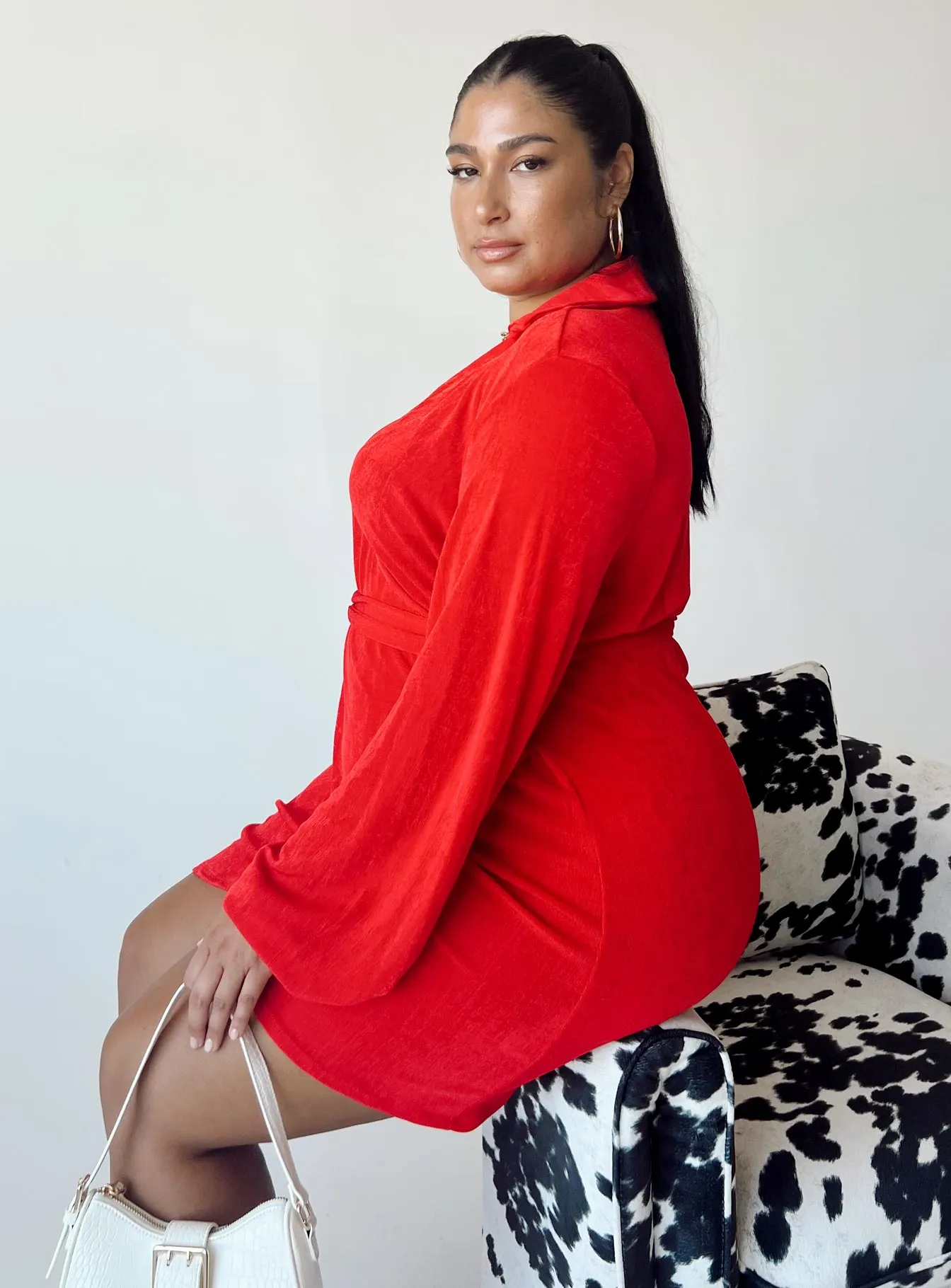 Subtle Mood Slit-Hem Party Time Mini Dress Red Curve