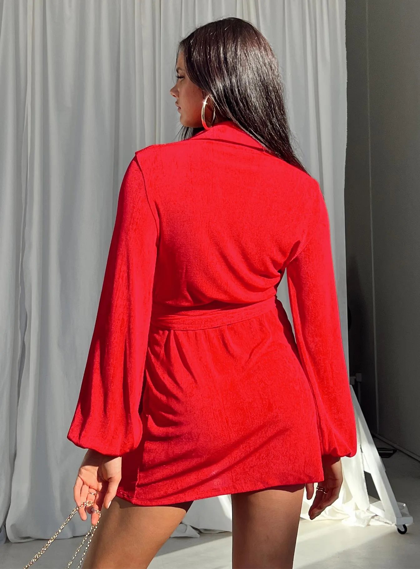 Premium Material Party Time Mini Dress Red